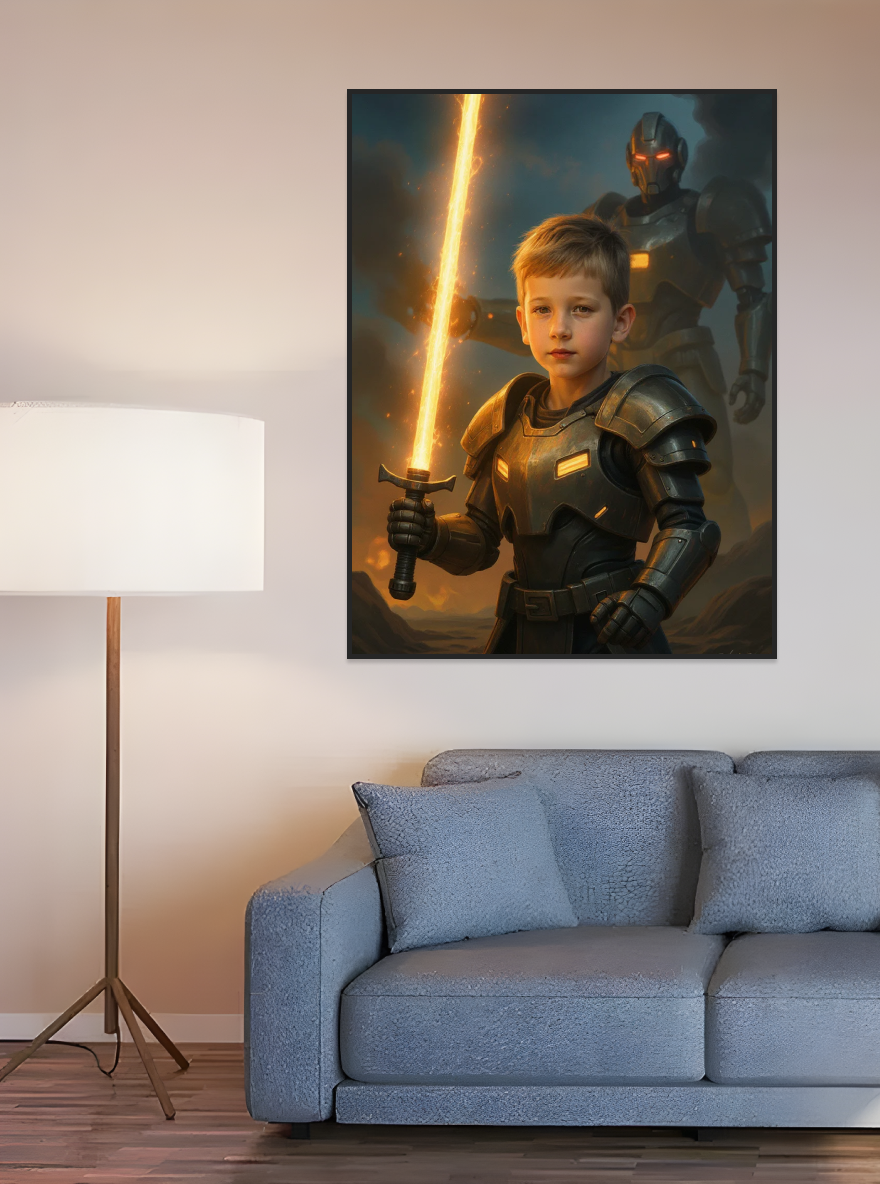 Little Boy as Mech Warrior-Acrylic painting/Oil painting