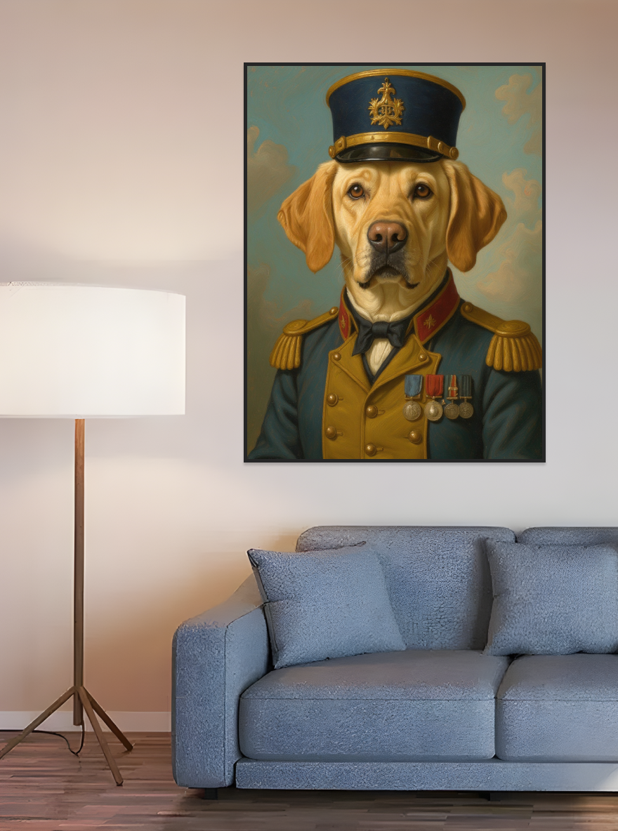 Pet in 19th Century British/French Military Officer Uniform-Acrylic painting/Oil painting