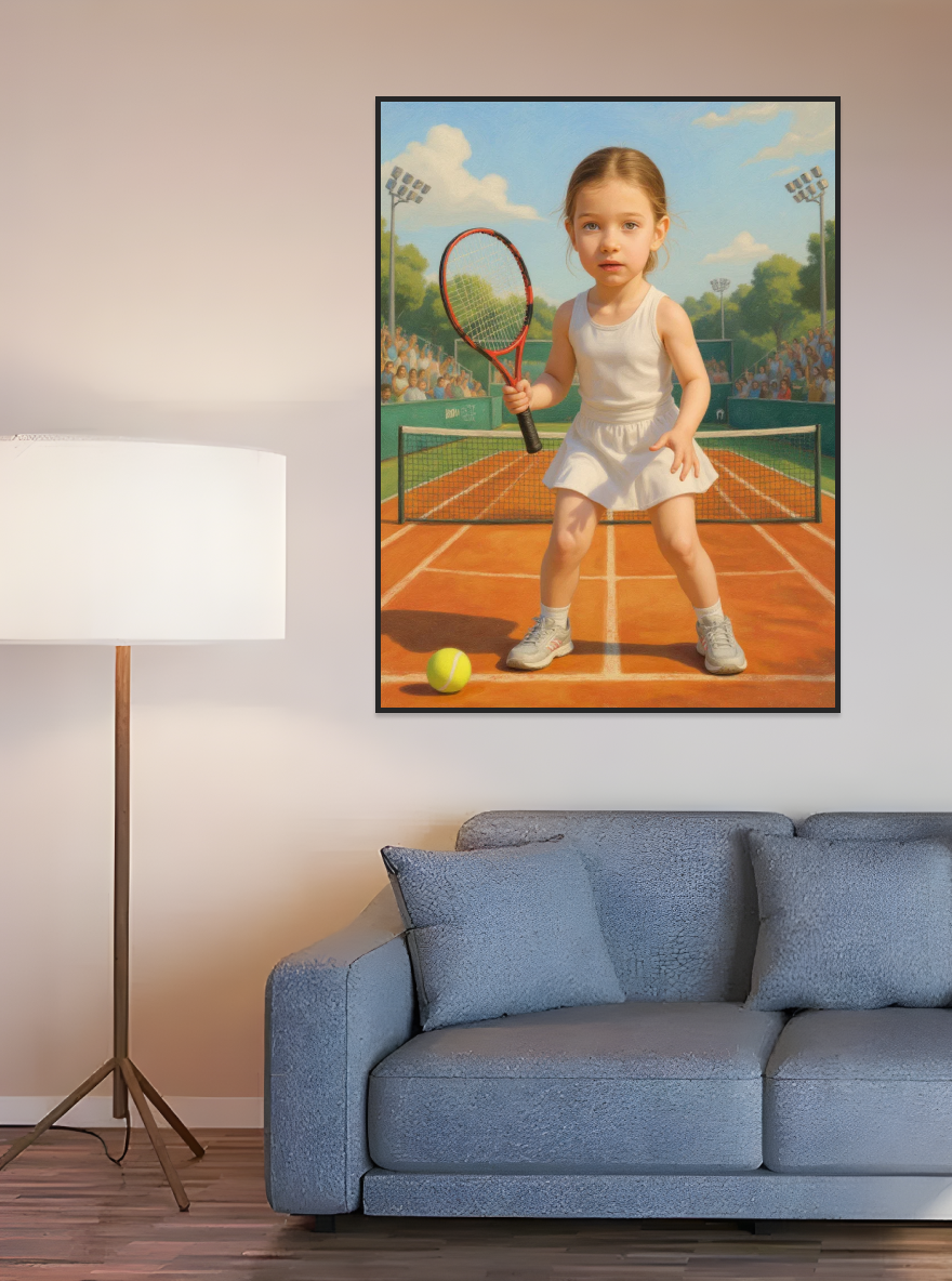 Child Tennis Player French Open-Acrylic painting/Oil painting