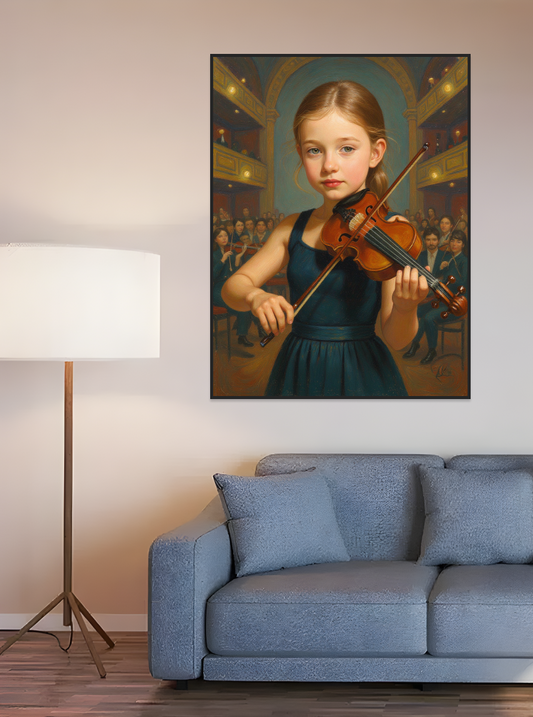 Child Musician Performance-Acrylic painting/Oil painting