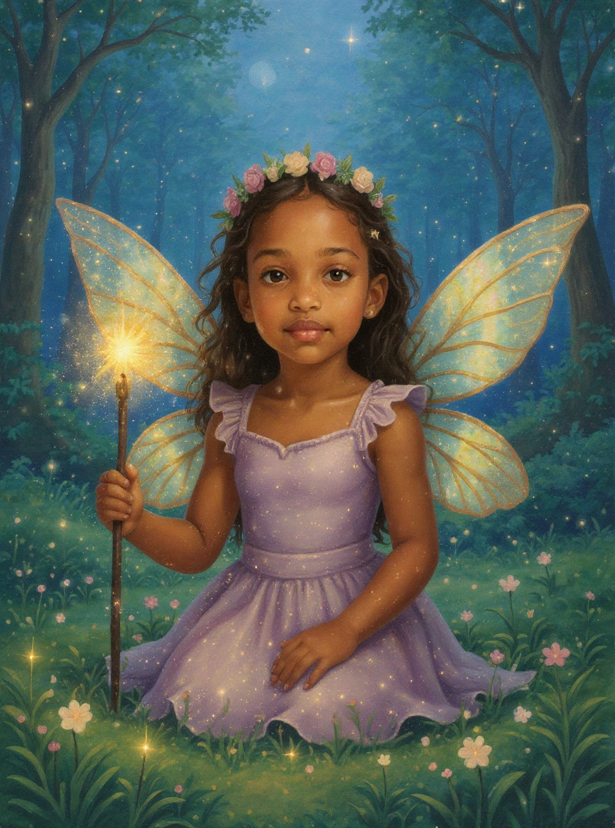 Little Girl as Fairy Princess-Acrylic painting/Oil painting