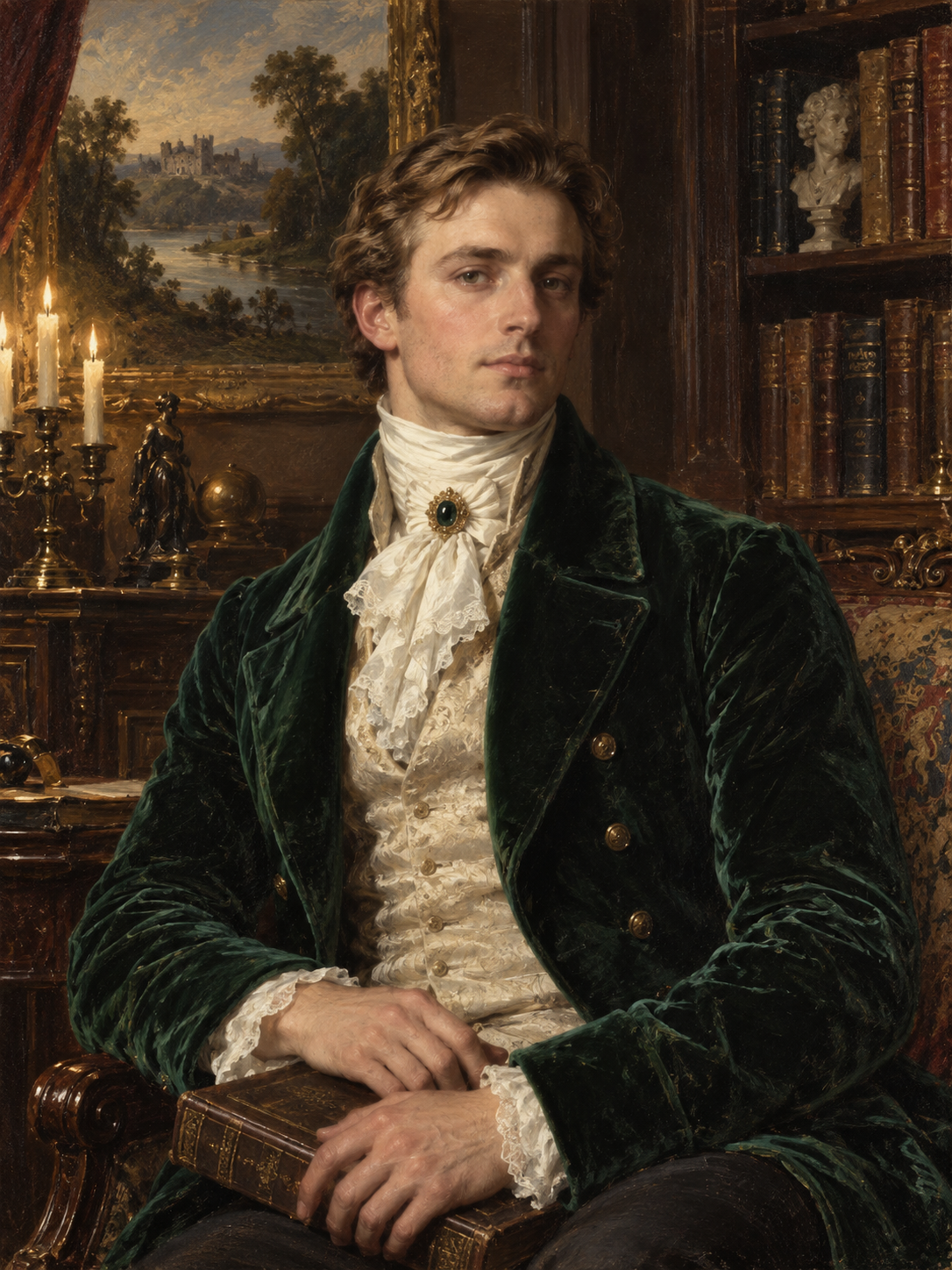 Royal Emerald Count Personal Portrait — Classical Oil Painting product example