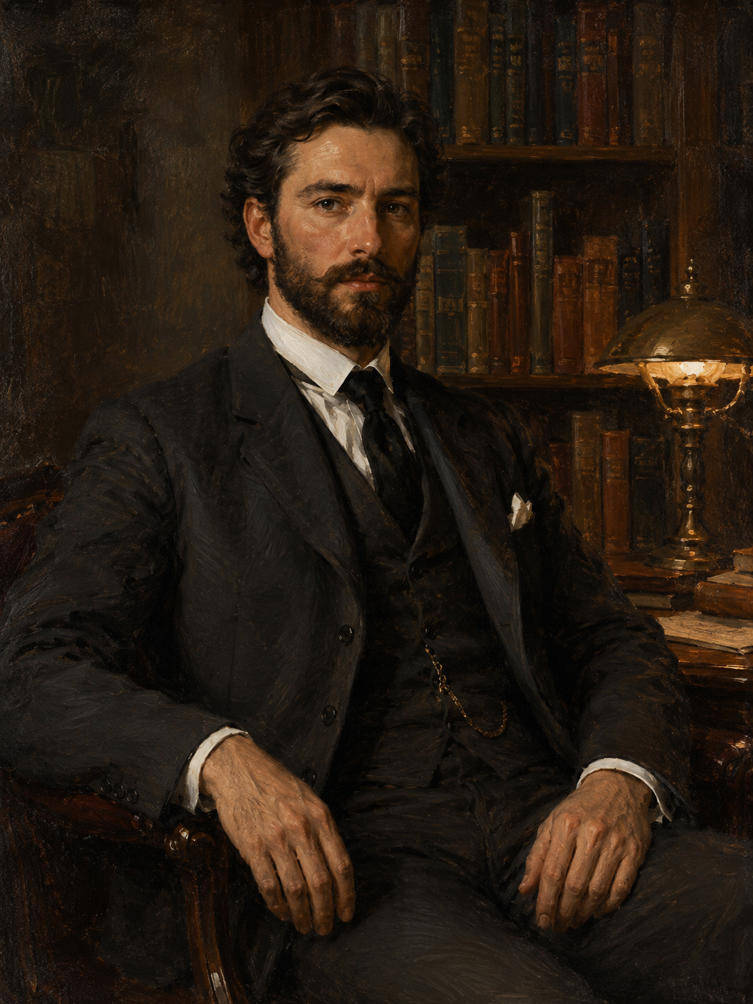 The Scholar's Study - Personalized Classic Portrait — sample personalized portrait