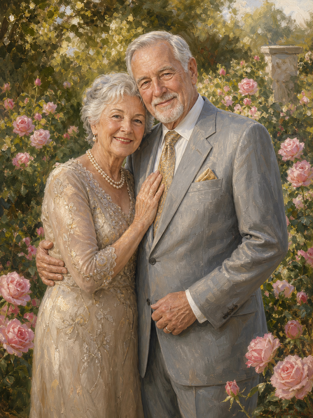Golden Anniversary Parents Portrait – Personalized Oil Painting — sample personalized portrait