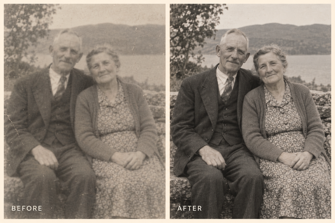 AI-generated photo restoration illustration: Can Blurry Old Family Photos Be Restored?