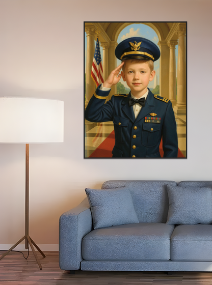 Little Boy US Army Dress Blue Officer-Acrylic painting/Oil painting