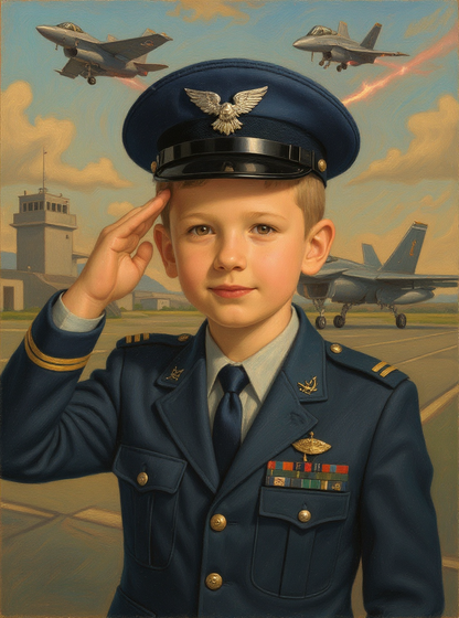 Little Boy US Air Force Dress Blue Officer-Acrylic painting/Oil painting
