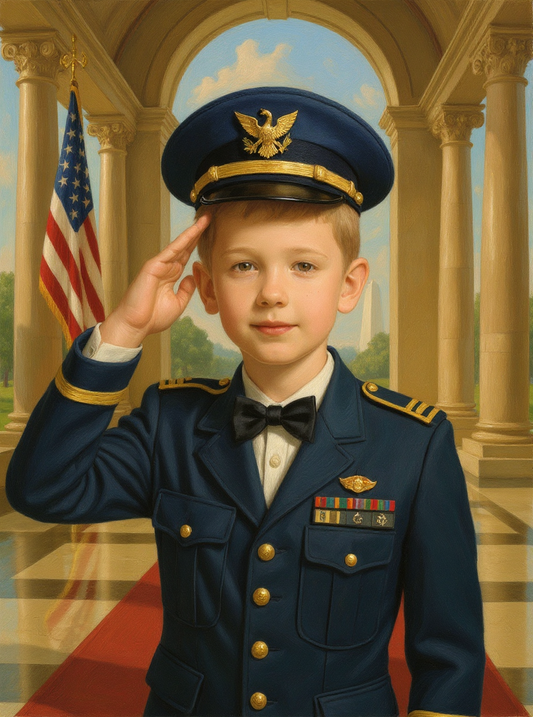 Little Boy US Army Dress Blue Officer-Acrylic painting/Oil painting
