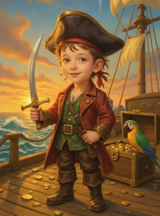 Little Boy Pirate Captain (A)-Acrylic painting/Oil painting