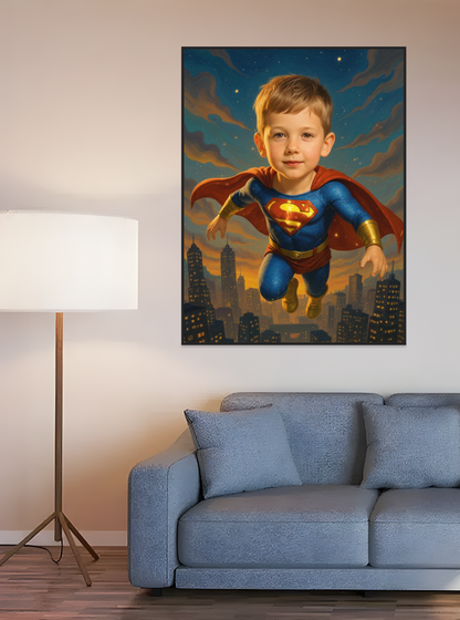 Little Boy as Little Hero-Acrylic painting/Oil painting