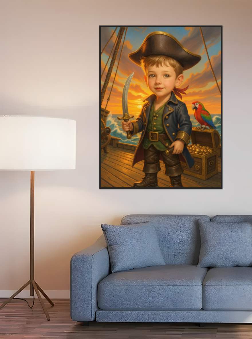 Little Boy Pirate Captain-Acrylic painting/Oil painting