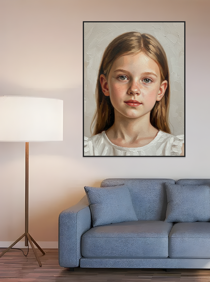 Child Head and Shoulders Portrait Solid color simple background-Acrylic painting/Oil painting (💎 Ultra Fine Quality)