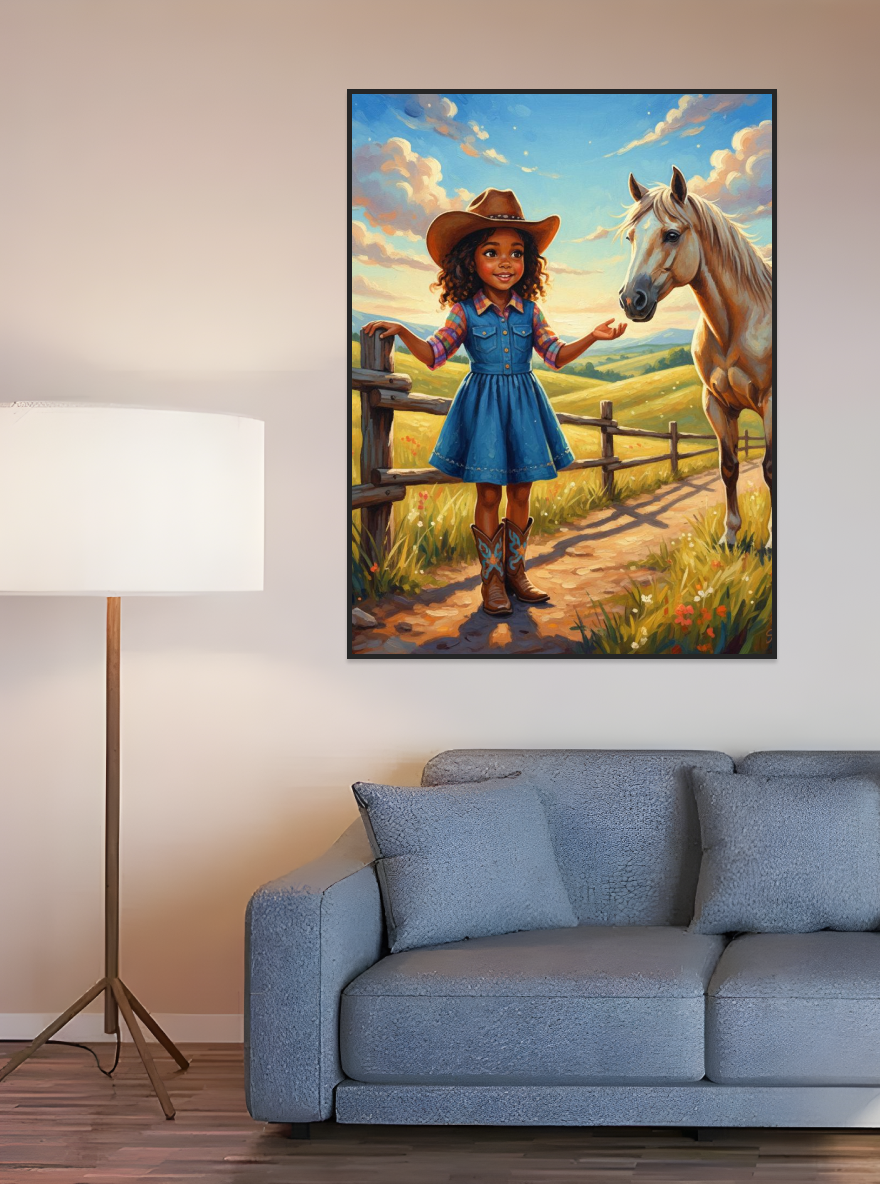 Little Girl Cowgirl-Acrylic painting/Oil painting  (💎 Ultra Fine Quality)