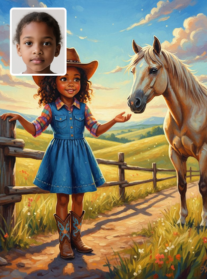 Little Girl Cowgirl-Acrylic painting/Oil painting  (💎 Ultra Fine Quality)