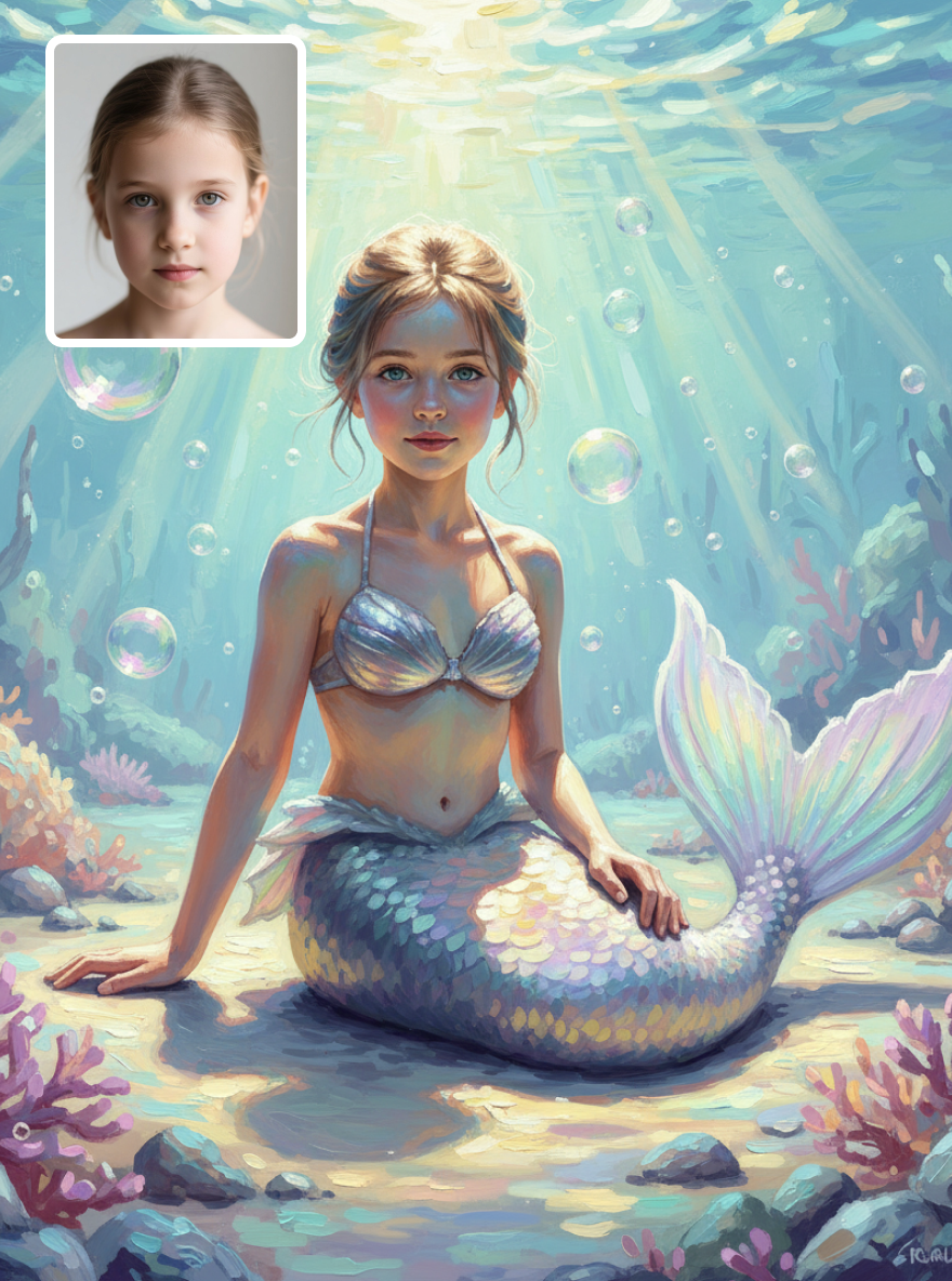 Little Mermaid on the Beach-Fantasy realistic