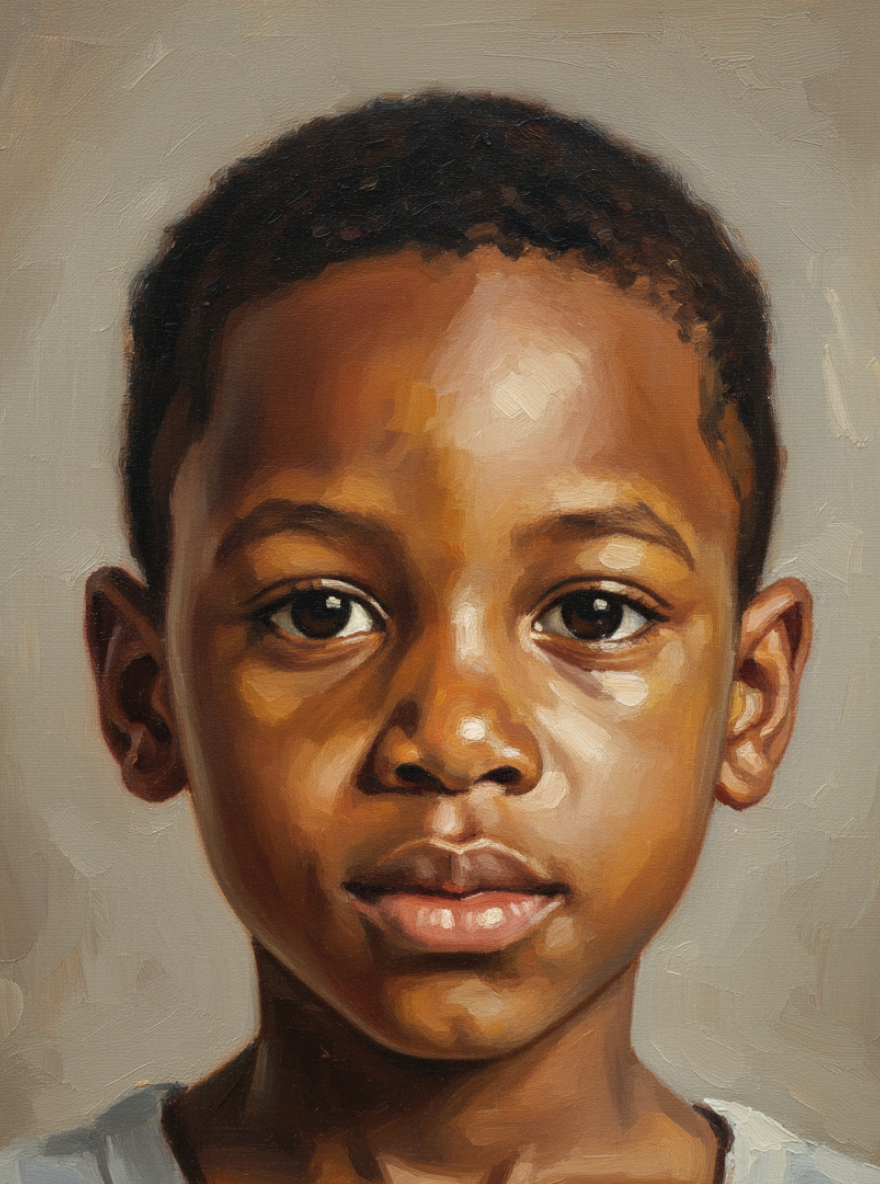 Child Head and Shoulders Portrait Solid color simple background-Acrylic painting/Oil painting (💎 Ultra Fine Quality)
