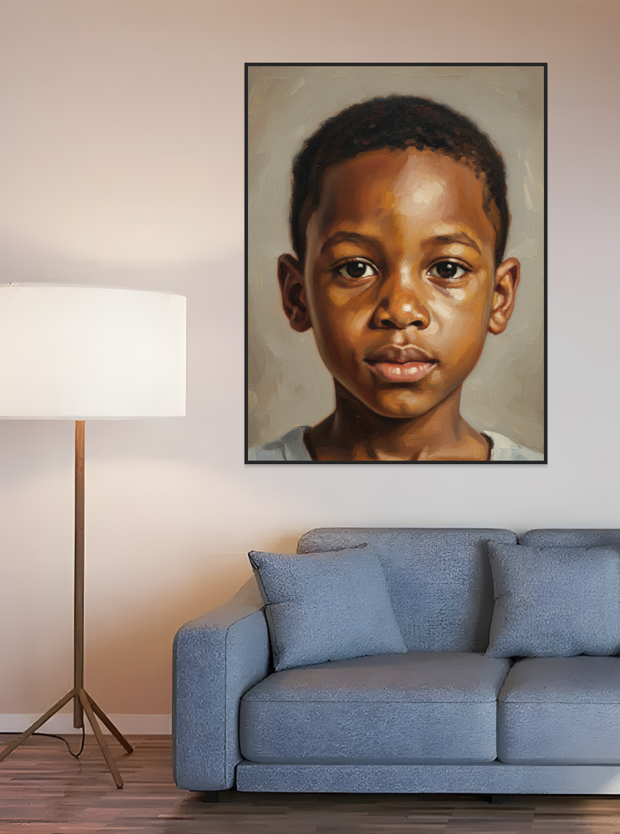 Child Head and Shoulders Portrait Solid color simple background-Acrylic painting/Oil painting (💎 Ultra Fine Quality)