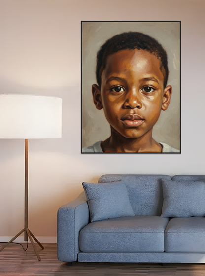 Child Head and Shoulders Portrait Solid color simple background-Acrylic painting/Oil painting (💎 Ultra Fine Quality)