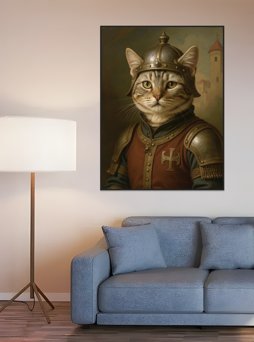 Pet in Medieval Military Officer Costume-Acrylic painting/Oil painting