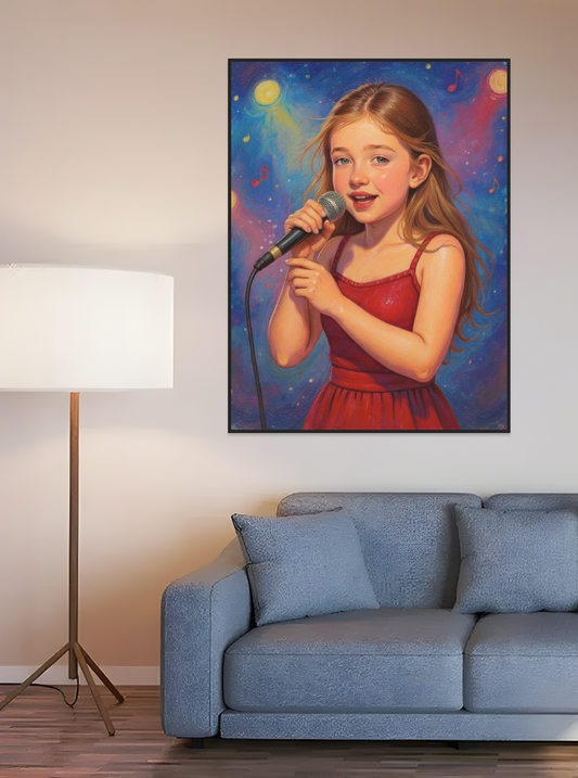 Child Singer Performance-Acrylic painting/Oil painting