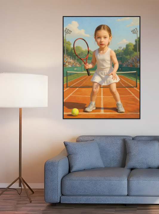 Child Tennis Player French Open-Acrylic painting/Oil painting