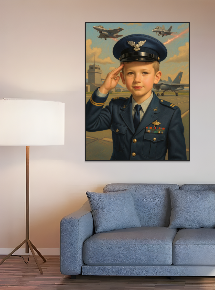 Little Boy US Air Force Dress Blue Officer-Acrylic painting/Oil painting