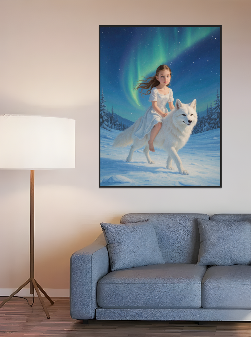 Aurora Fox Ride-Acrylic painting/Oil painting