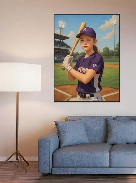 Child Softball Player World Championship-Acrylic painting/Oil painting