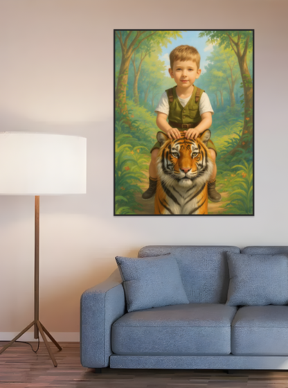 Little Boy Tiger Trainer-Acrylic painting/Oil painting