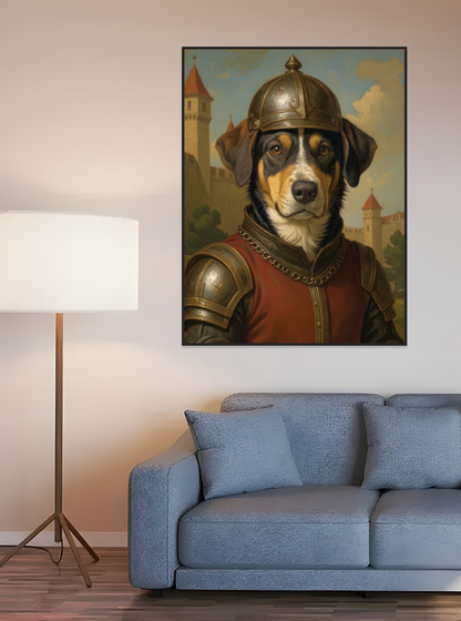 Pet in Medieval Military Officer Costume-Acrylic painting/Oil painting