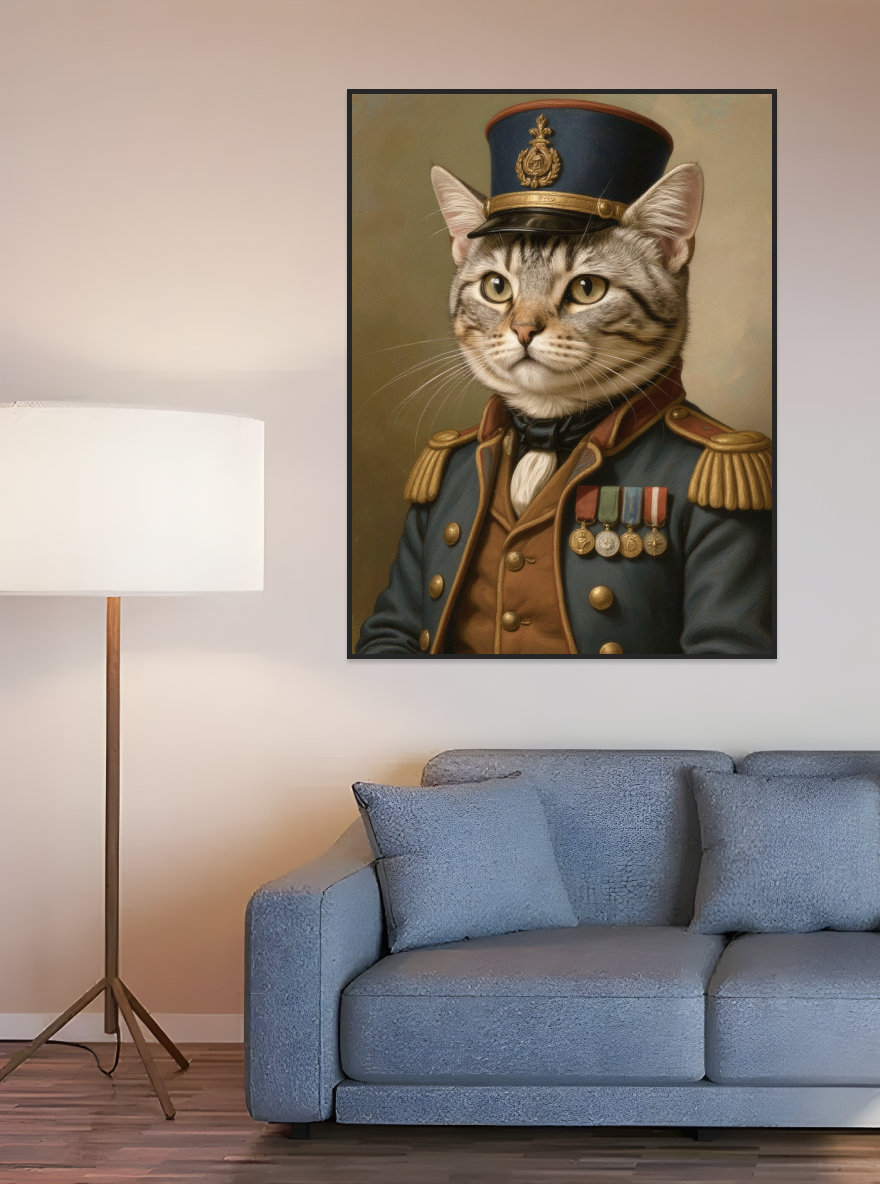 Pet in 19th Century British/French Military Officer Uniform-Acrylic painting/Oil painting