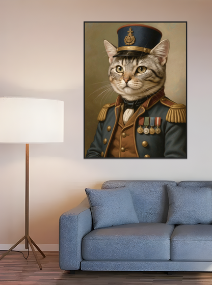 Pet in 19th Century British/French Military Officer Uniform-Acrylic painting/Oil painting
