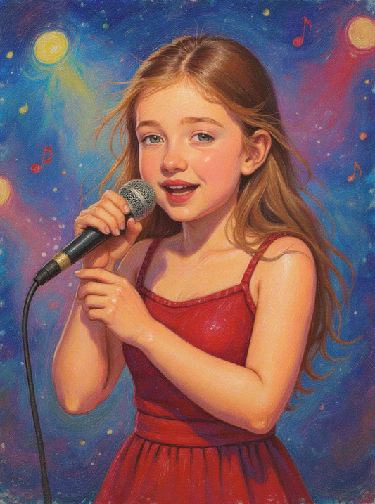 Child Singer Performance-Acrylic painting/Oil painting