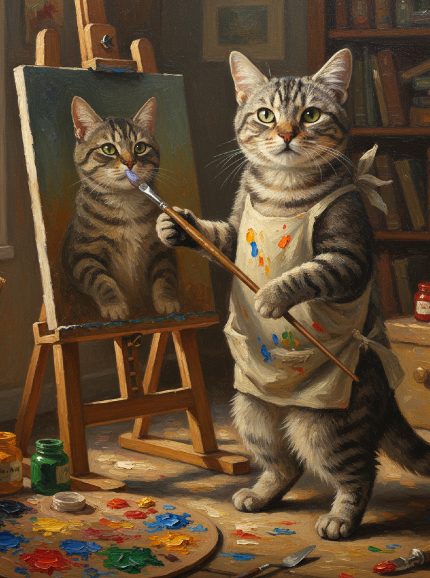 Cute Pet Self-Portrait-Acrylic painting/Oil painting (💎 Ultra Fine Quality)