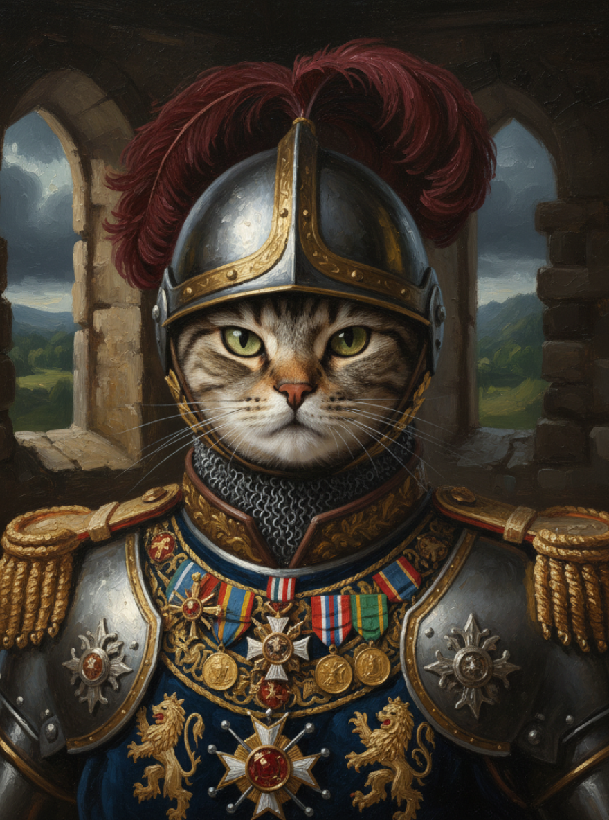 Pet in Medieval Military Officer Costume-Acrylic painting/Oil painting (💎 Ultra Fine Quality)
