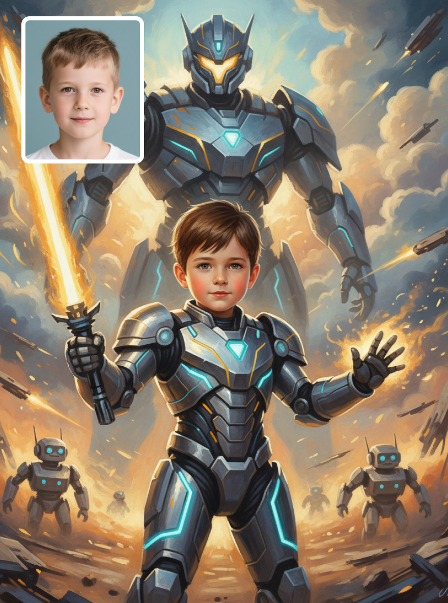 Little Boy as Mech Warrior-Acrylic painting/Oil painting(💎 Ultra Fine Quality)