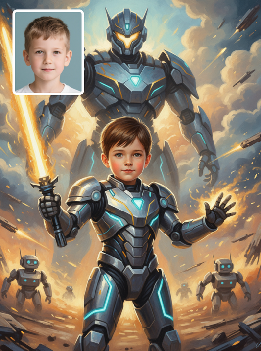 Little Boy as Mech Warrior-Acrylic painting/Oil painting(💎 Ultra Fine Quality)