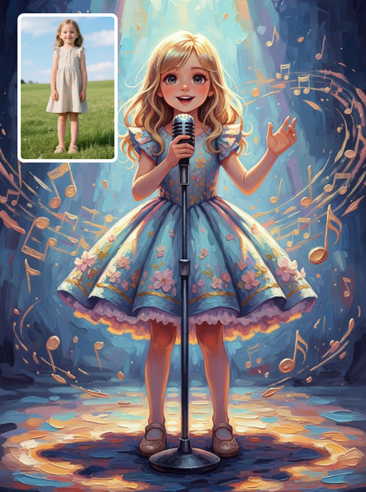 Child Singer Performance-illustration painting (💎 Ultra Fine Quality)