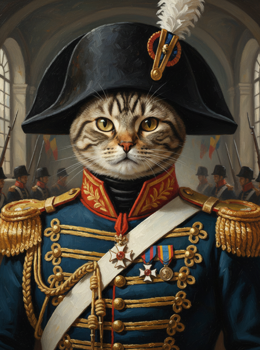 Pet in 19th Century British/French Military Officer Uniform-Acrylic painting/Oil painting (💎 Ultra Fine Quality)