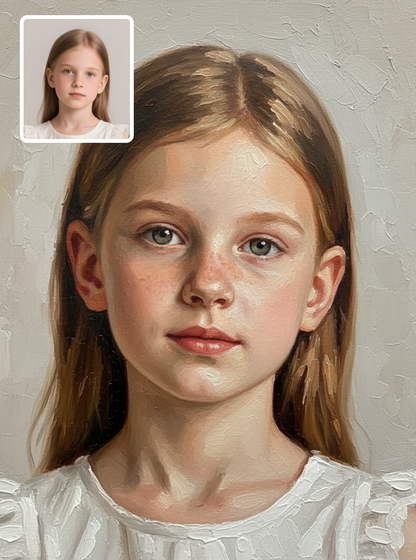 Child Head and Shoulders Portrait Solid color simple background-Acrylic painting/Oil painting (💎 Ultra Fine Quality)