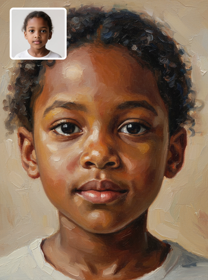 Child Head and Shoulders Portrait Solid color simple background-Acrylic painting/Oil painting (💎 Ultra Fine Quality)