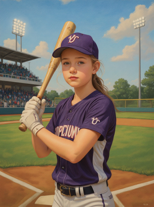 Child Softball Player World Championship-Acrylic painting/Oil painting