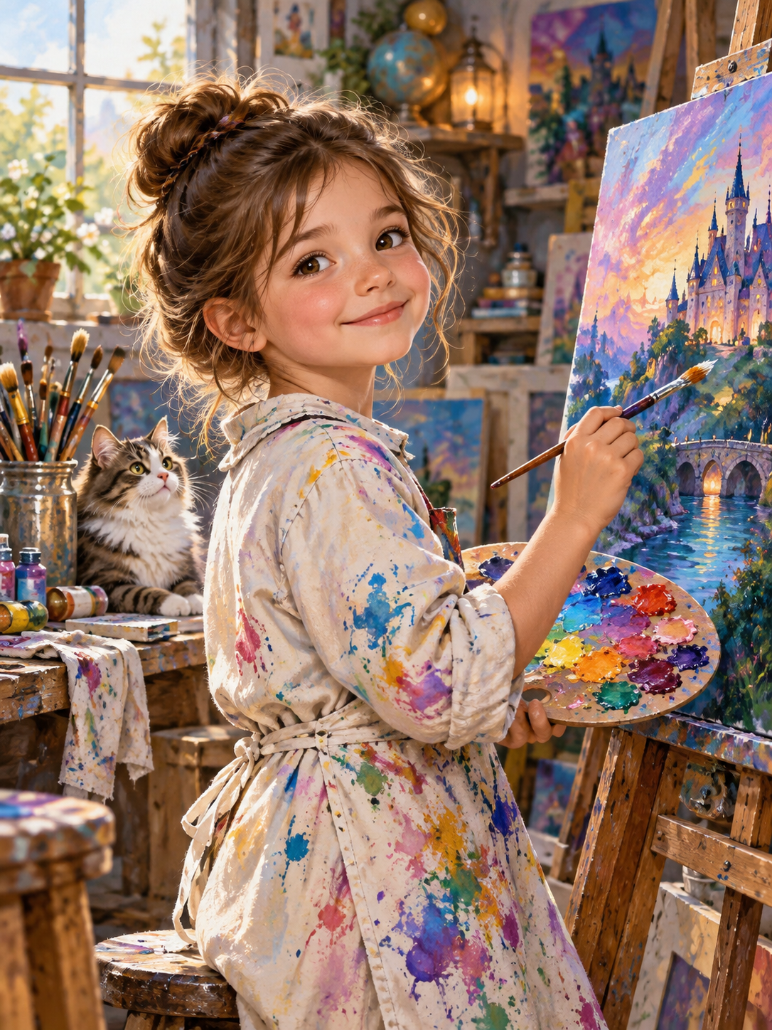 Child Artist Creation-Acrylic painting/Oil painting — AI regenerated main image