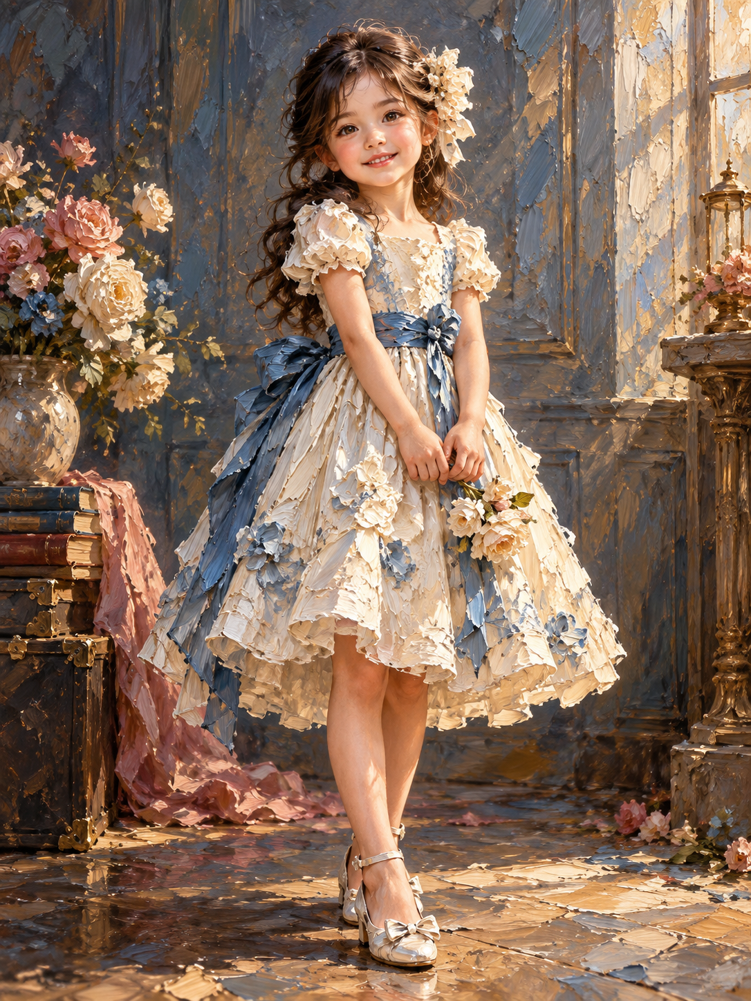 Child Full Body Portrait, The background is output according to the reference picture-Acrylic painting/Oil painting (💎 Ultra Fine Quality) — AI regenerated main image