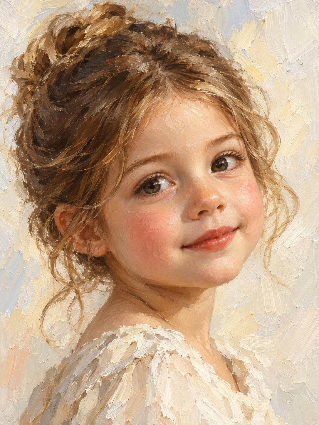 Child Head and Shoulders Portrait Solid color simple background-Acrylic painting/Oil painting (💎 Ultra Fine Quality) — AI regenerated main image