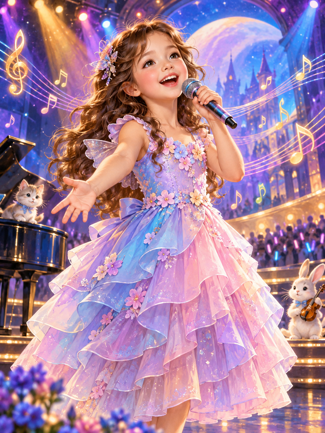 Child Singer Performance-Acrylic painting/Oil painting — AI regenerated main image