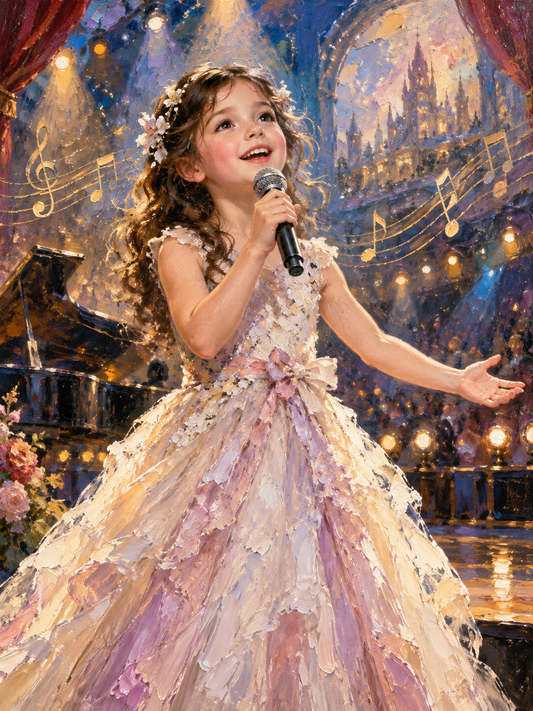 Child Singer Performance-Acrylic painting/Oil painting (💎 Ultra Fine Quality) — AI regenerated main image