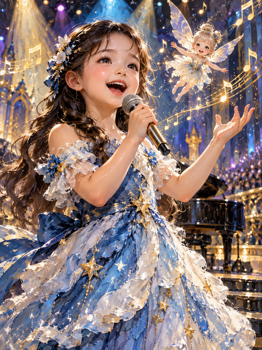 Child Singer Performance-illustration painting (💎 Ultra Fine Quality) — AI regenerated main image