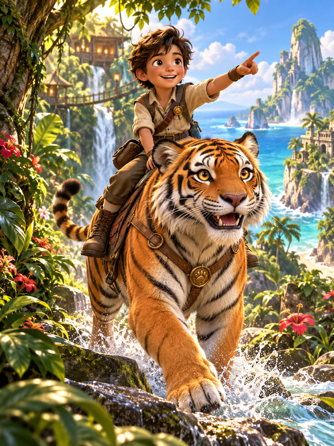 Child Tiger Trainer-Acrylic painting/Oil painting (💎 Ultra Fine Quality) — AI regenerated main image