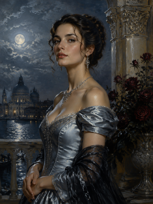 Moonlit Masquerade Lady - Personalized Classic Portrait